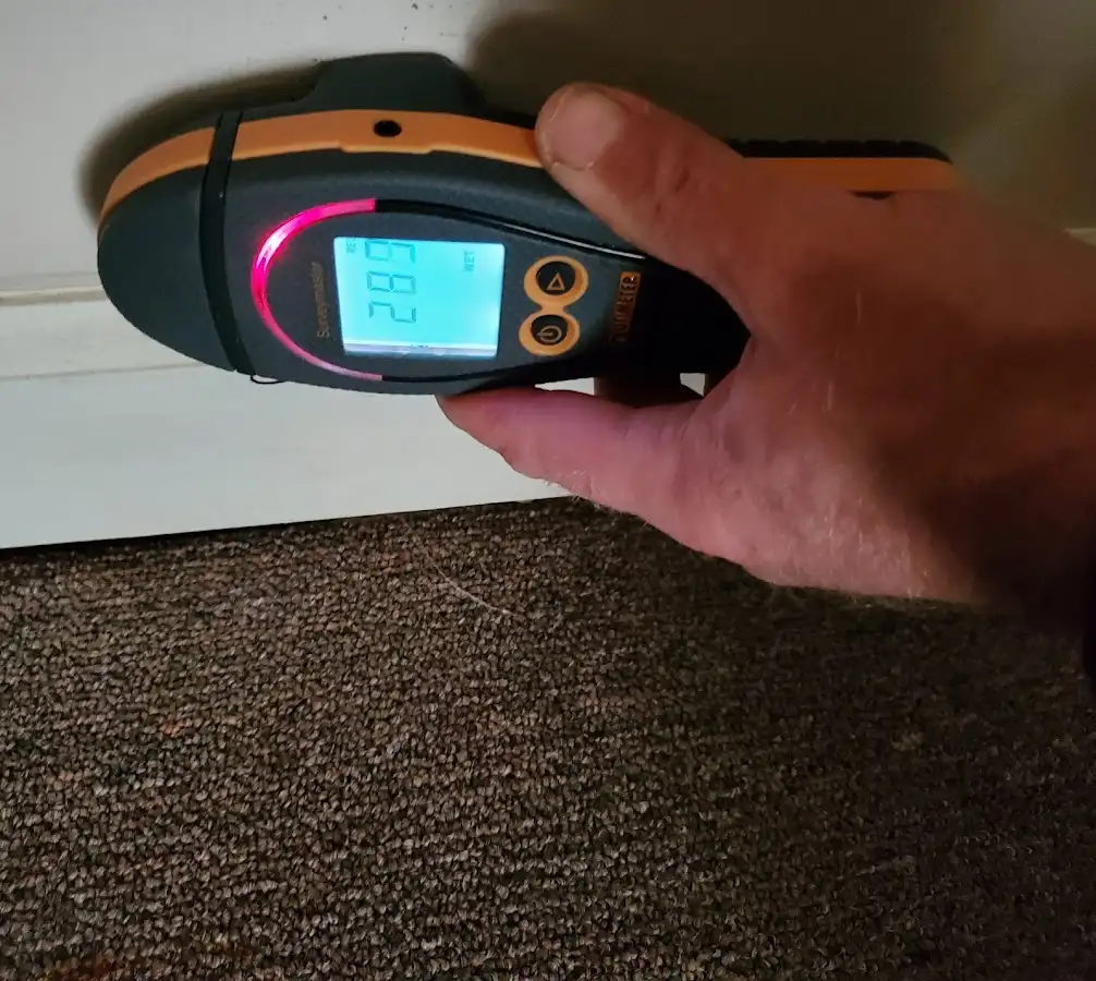 Moisture detection at baseboard during Sewage Cleanup & Sanitation in Hidden Valley Lake